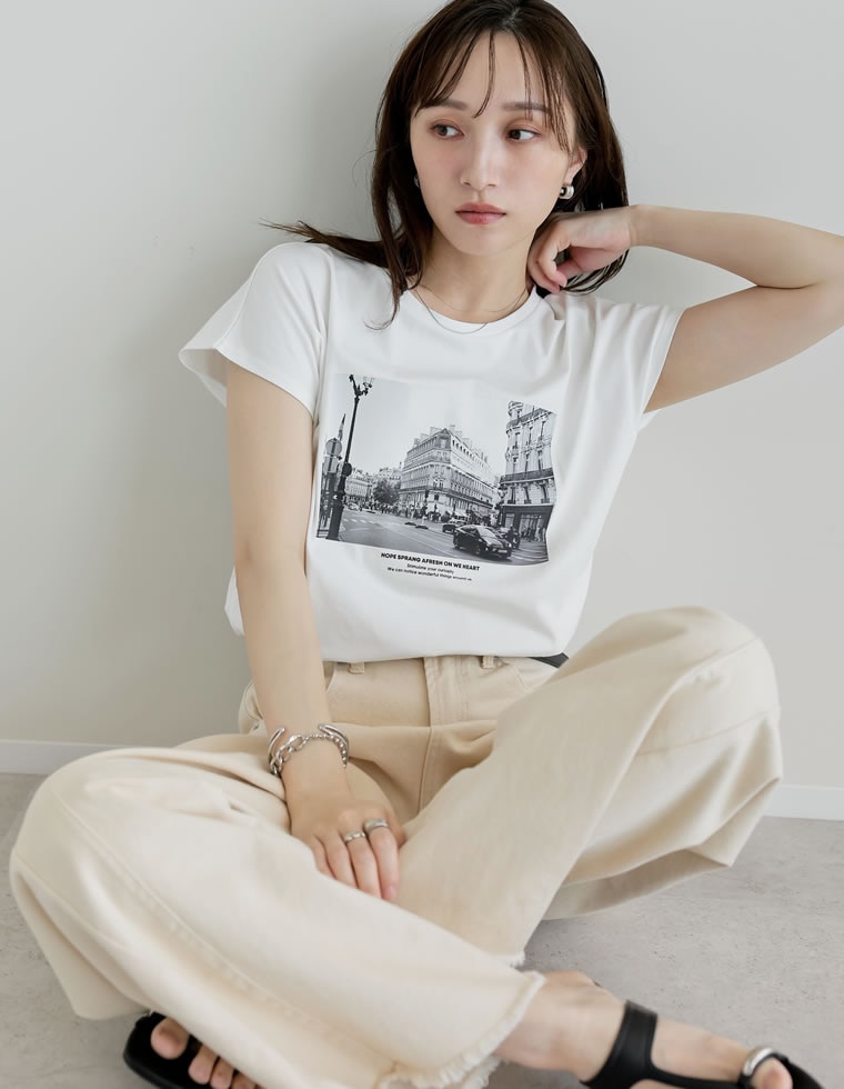 選べるフロントロゴフレンチスリーブTシャツ