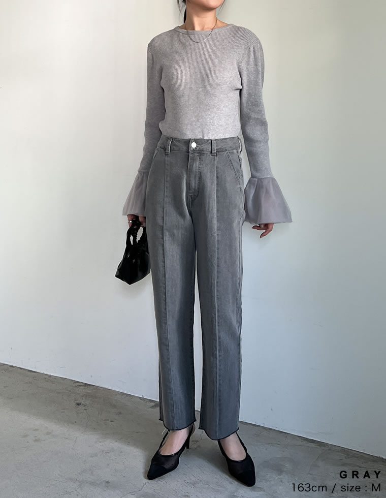 バックベンツストレートリサイクルデニム