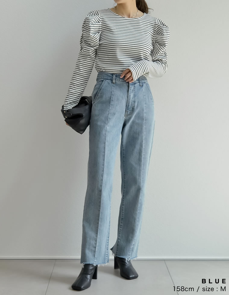 バックベンツストレートリサイクルデニム