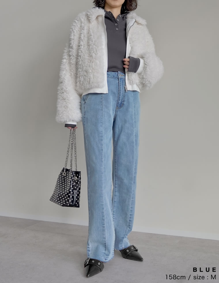 バックベンツストレートリサイクルデニム