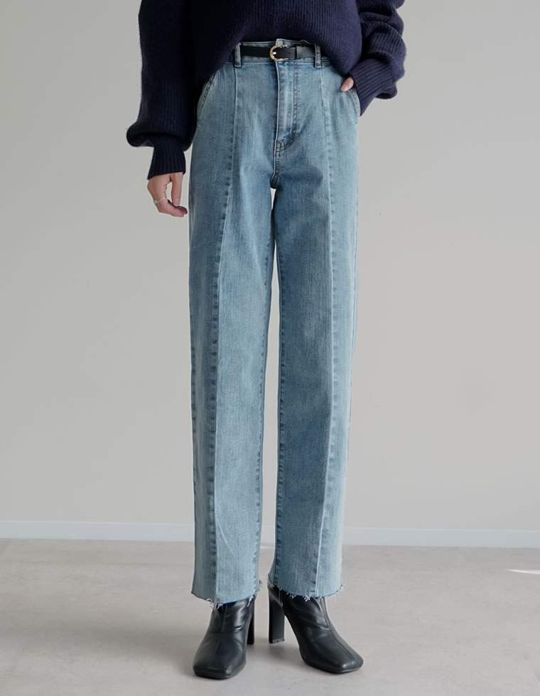 バックベンツストレートリサイクルデニム