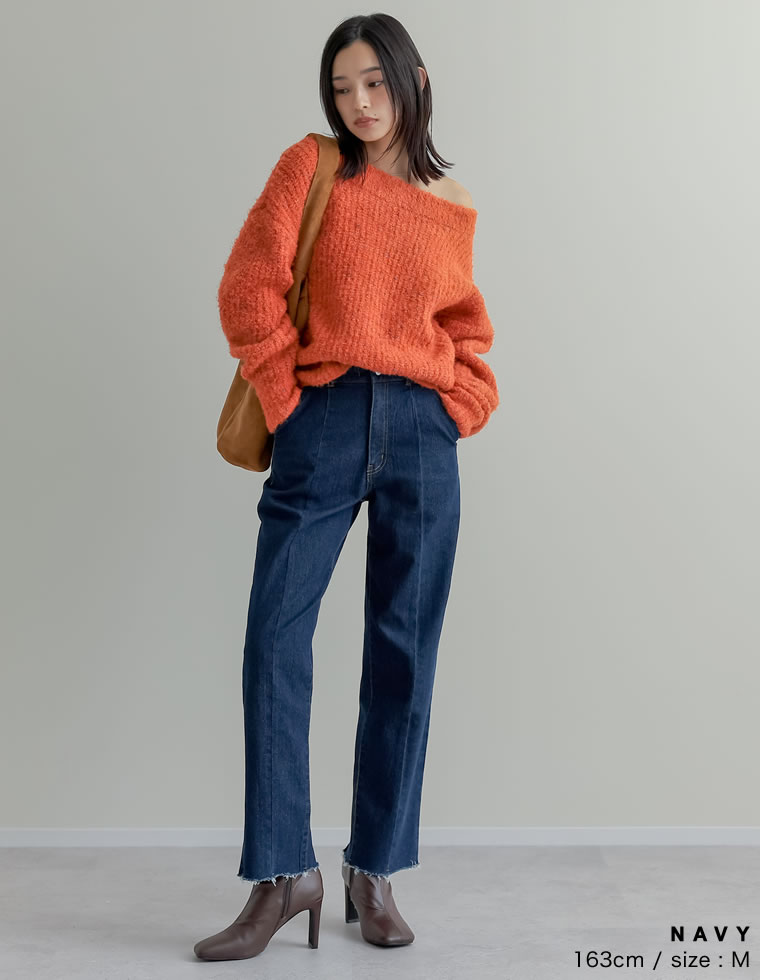 バックベンツストレートリサイクルデニム