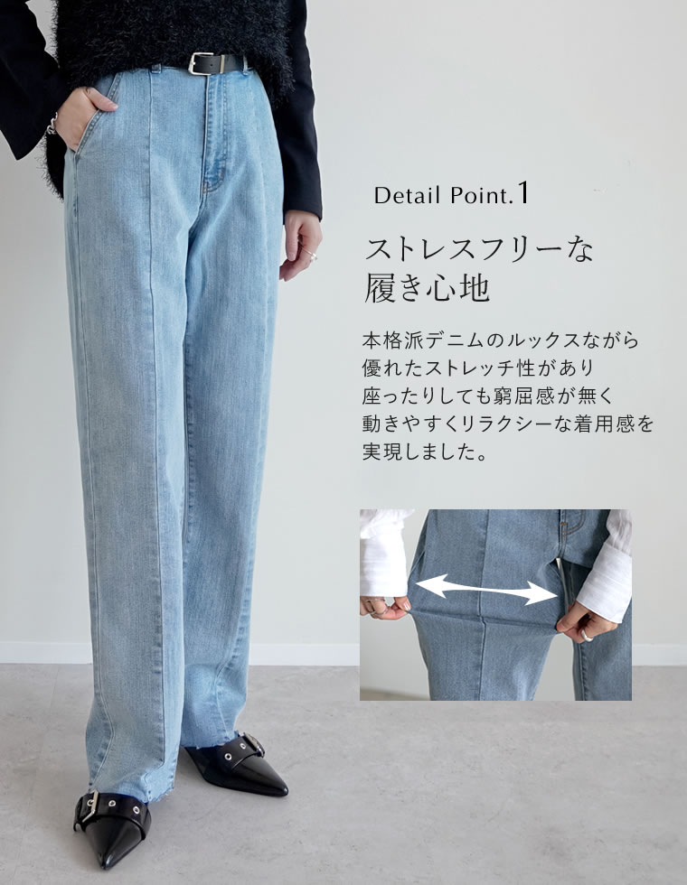 バックベンツストレートリサイクルデニム