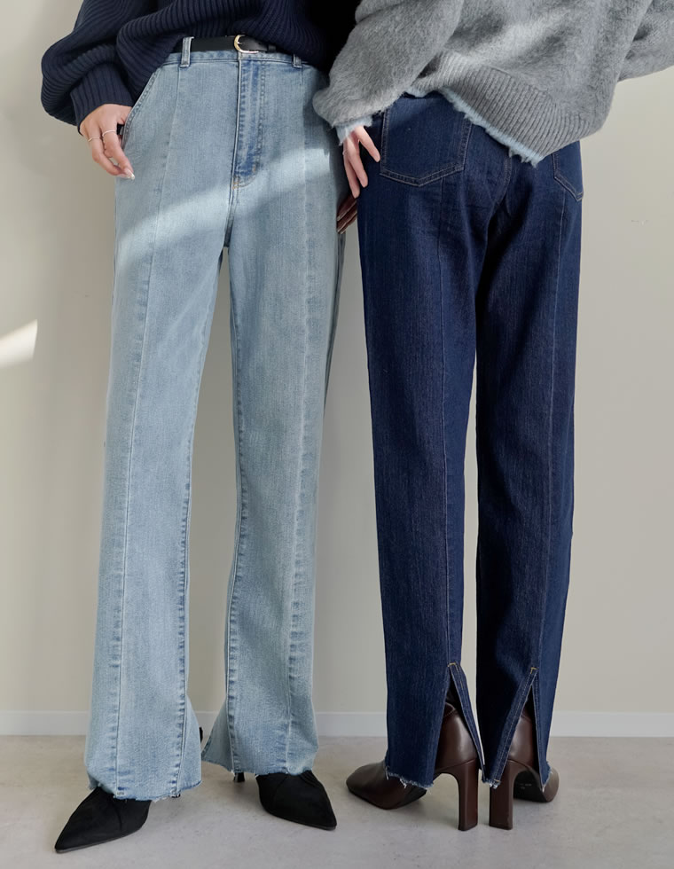 バックベンツストレートリサイクルデニム