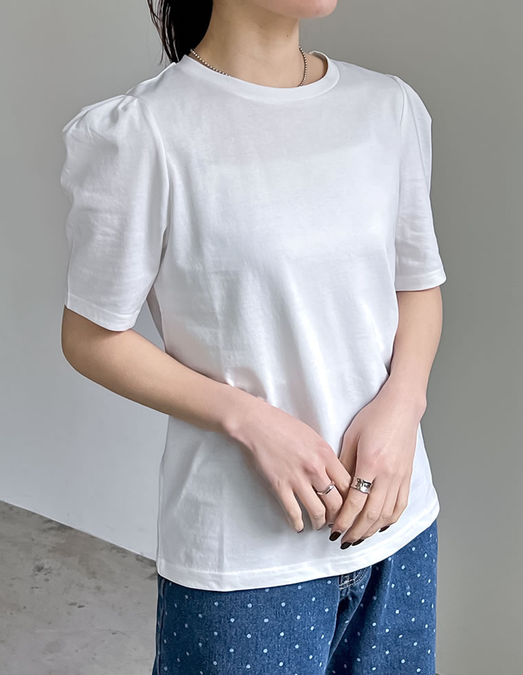 無地orボーダーパワショルデザインカットソーTシャツ