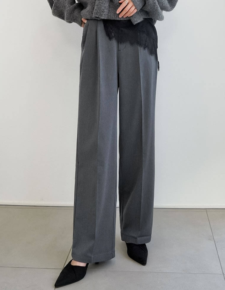 裏微起毛ツータックワイドパンツ