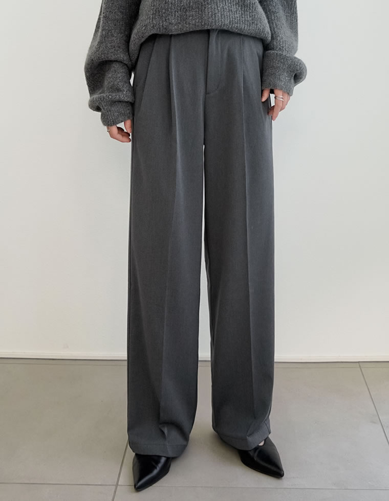 裏微起毛ツータックワイドパンツ
