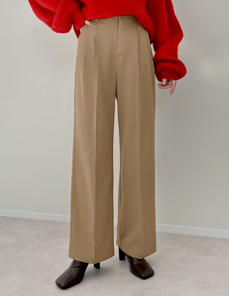 裏微起毛ツータックワイドパンツ