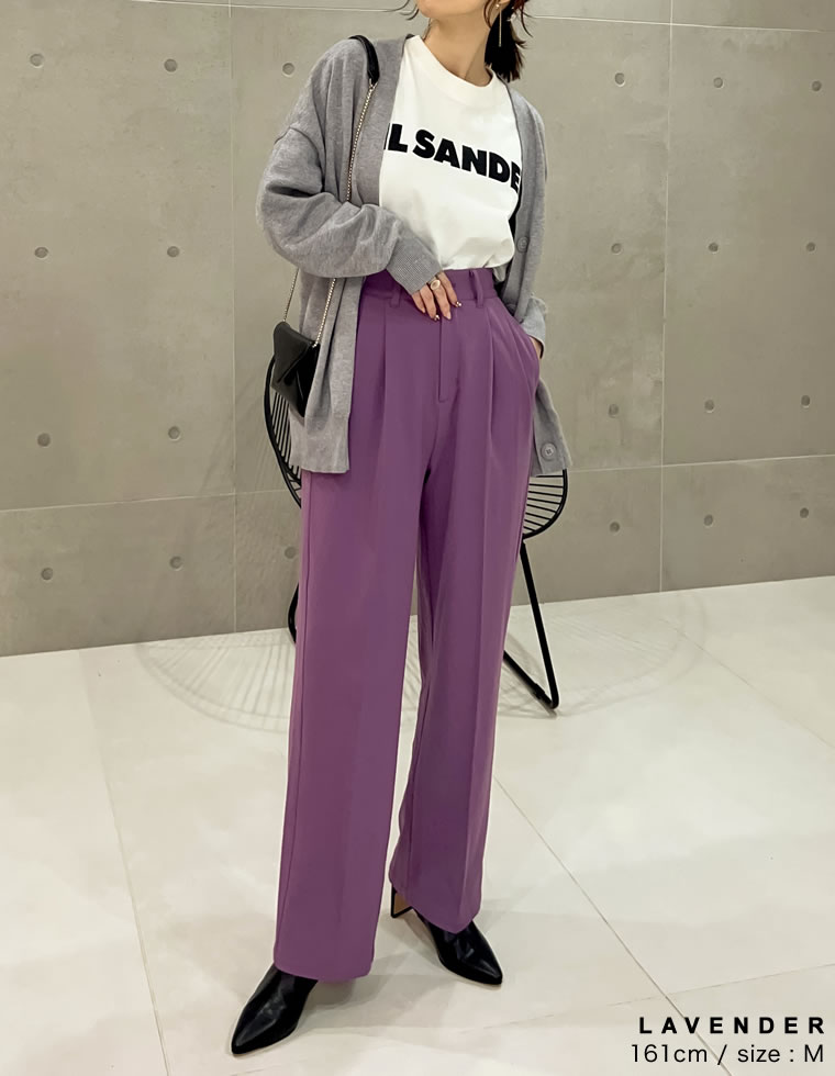 裏微起毛ツータックワイドパンツ