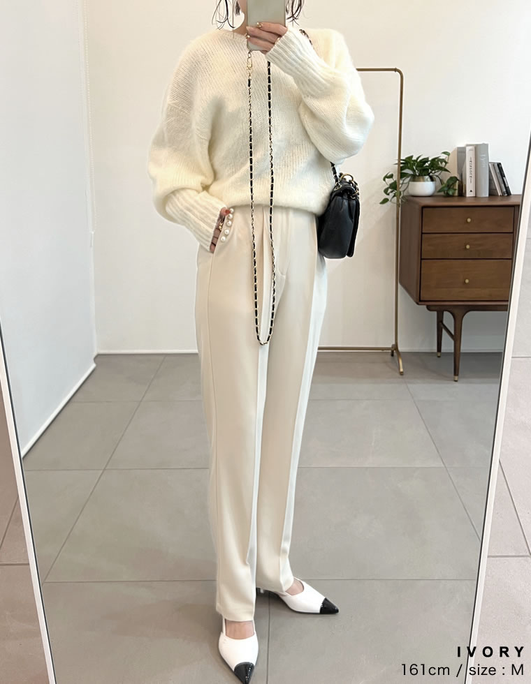 起毛モヘアタッチクルーネックニットプルオーバー