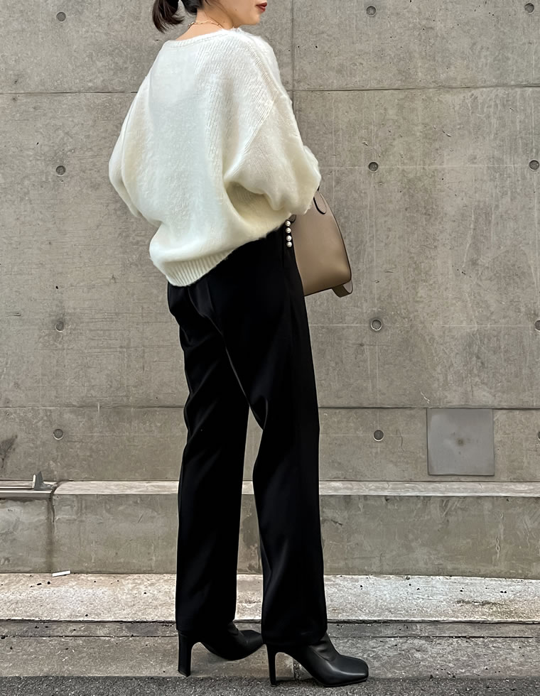起毛モヘアタッチクルーネックニットプルオーバー