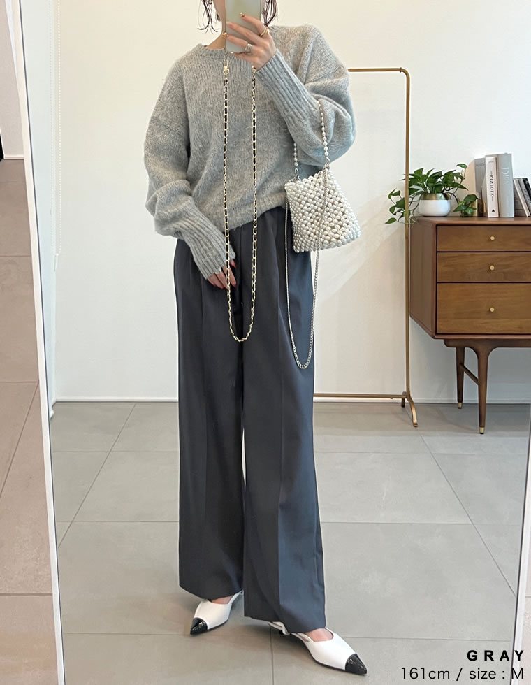 起毛モヘアタッチクルーネックニットプルオーバー