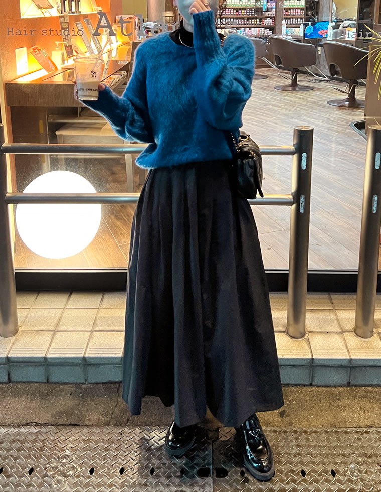 起毛モヘアタッチクルーネックニットプルオーバー