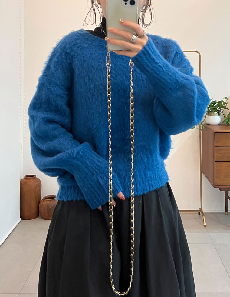 起毛モヘアタッチクルーネックニットプルオーバー