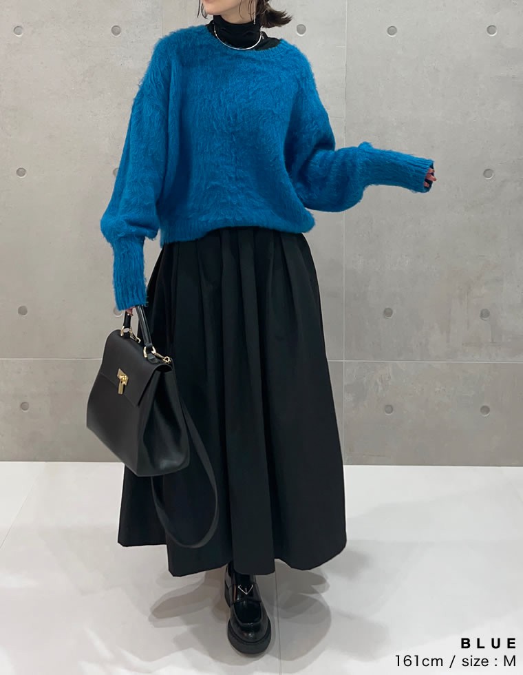 起毛モヘアタッチクルーネックニットプルオーバー