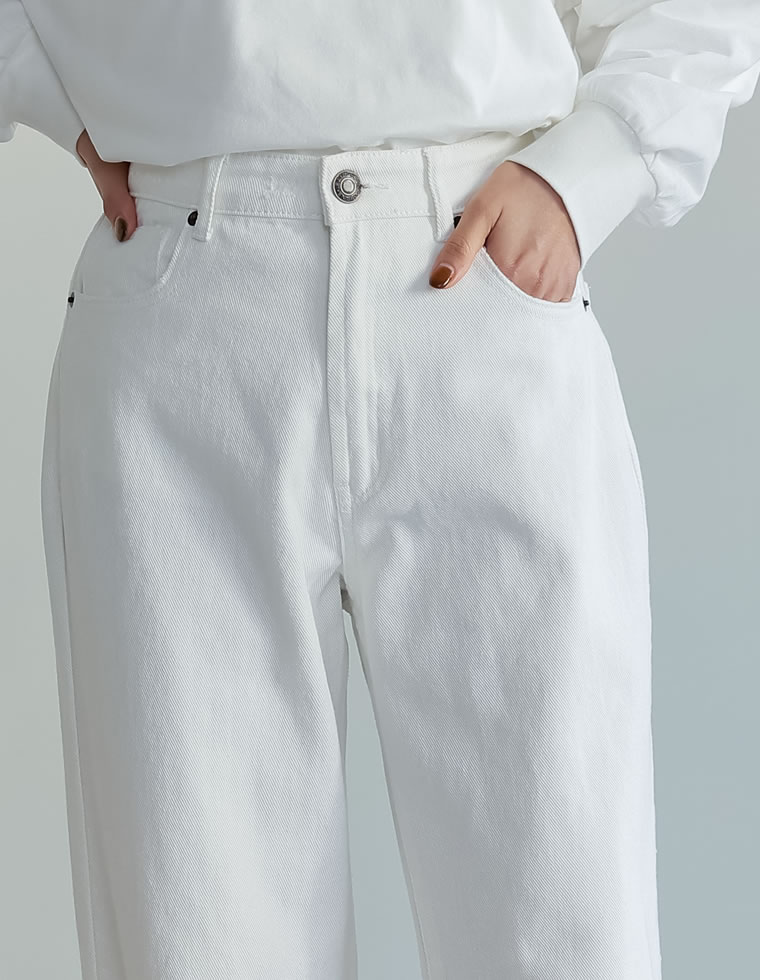 コットンロールアップデニムパンツ