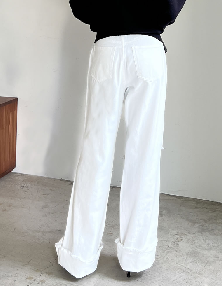 コットンロールアップデニムパンツ