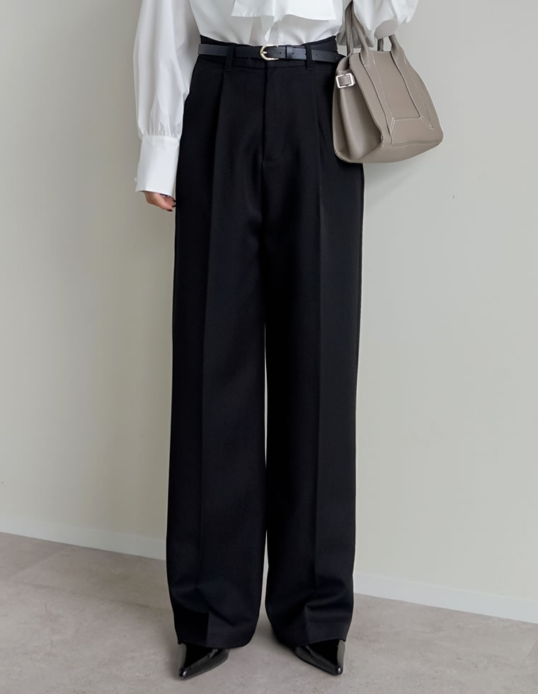 ストレッチツイルタックワイドパンツ