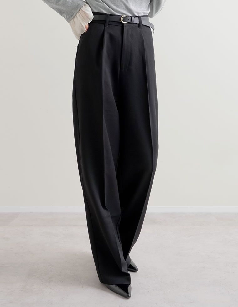ストレッチツイルタックワイドパンツ