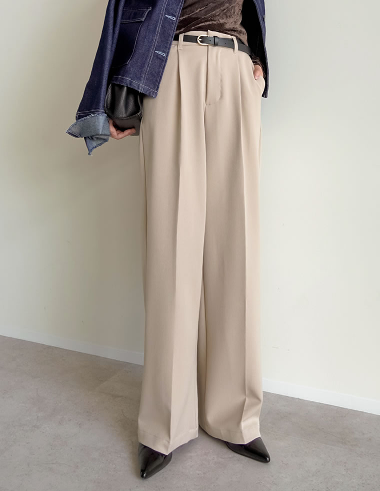 ストレッチツイルタックワイドパンツ