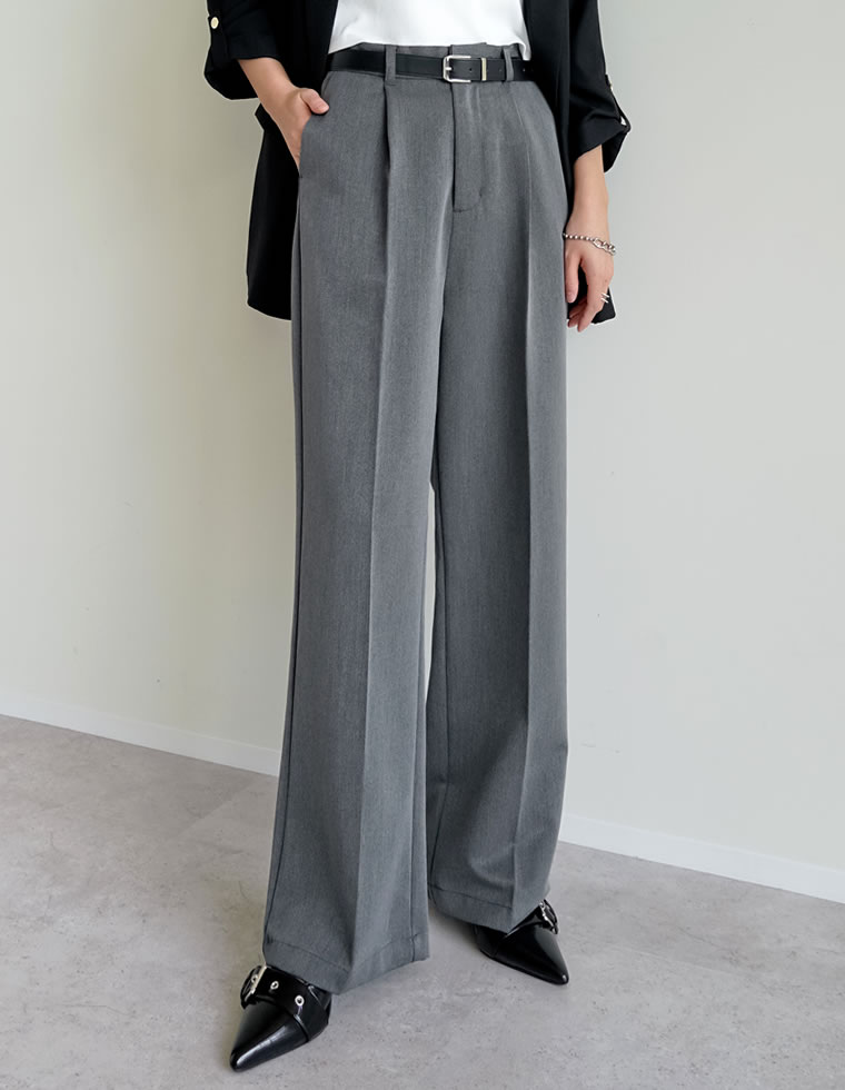 ストレッチツイルタックワイドパンツ