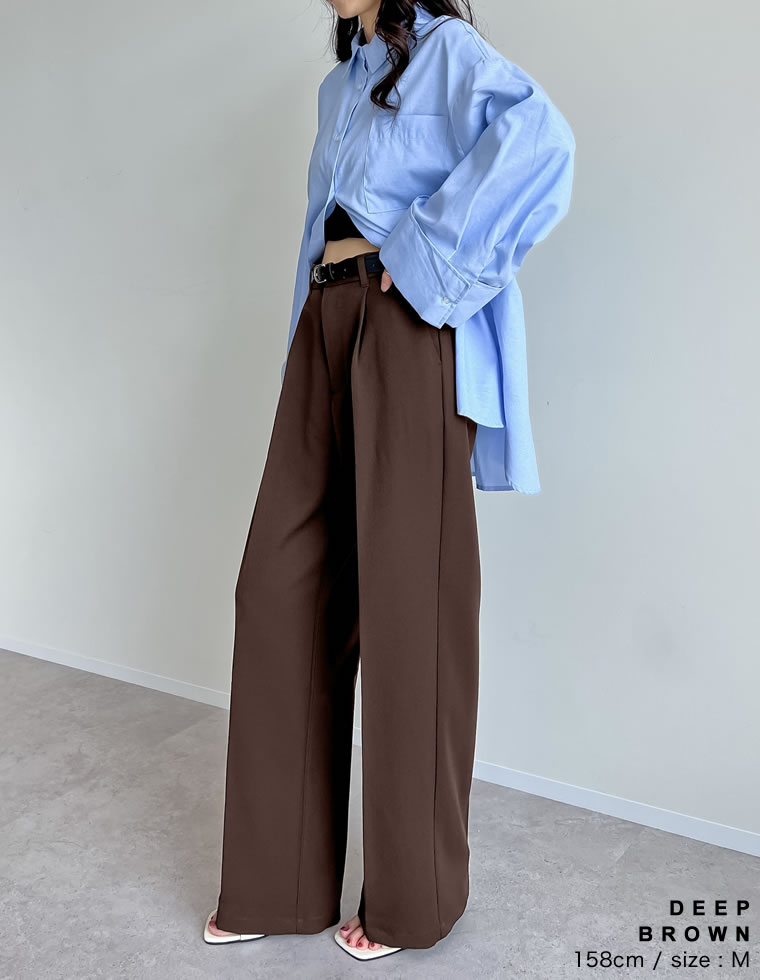 ストレッチツイルタックワイドパンツ