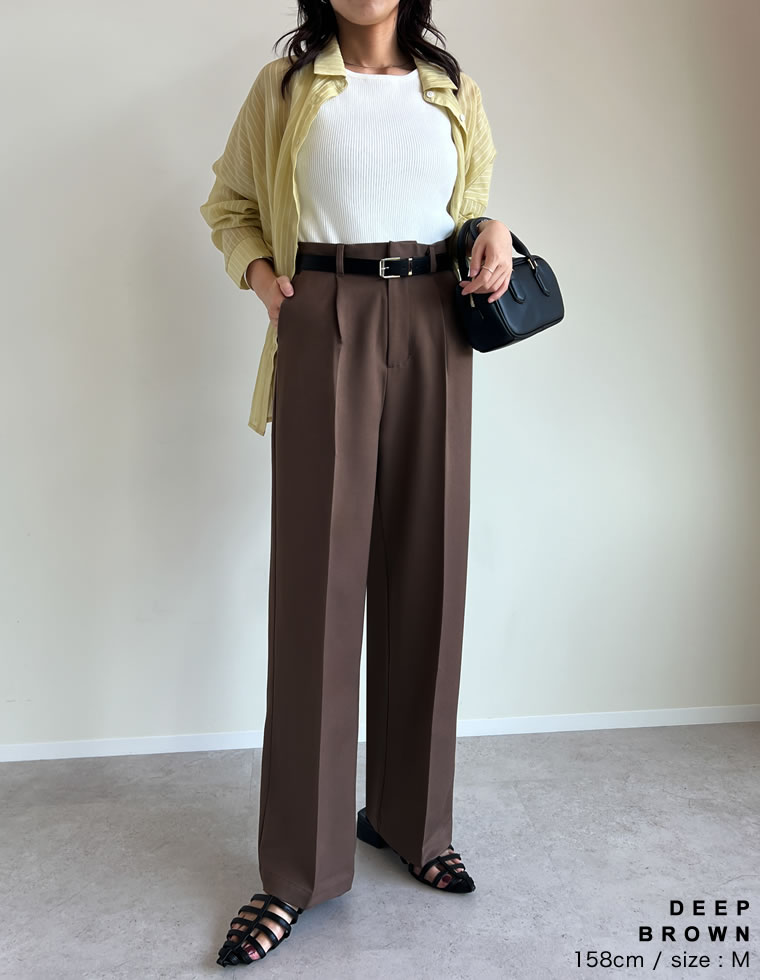 ストレッチツイルタックワイドパンツ
