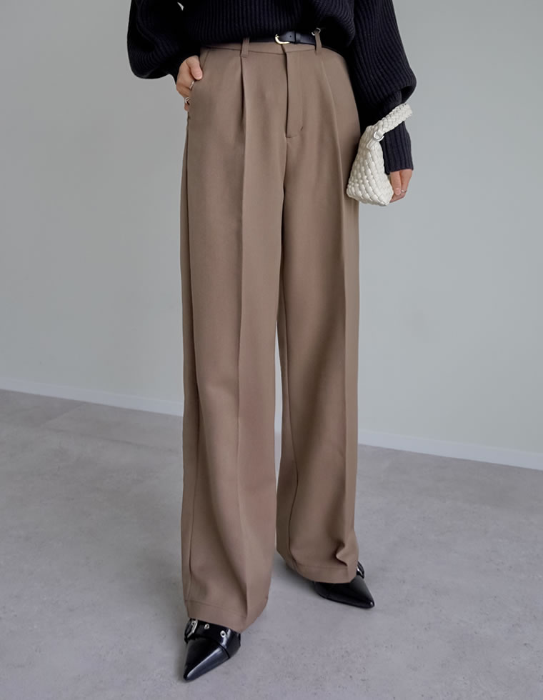 ストレッチツイルタックワイドパンツ