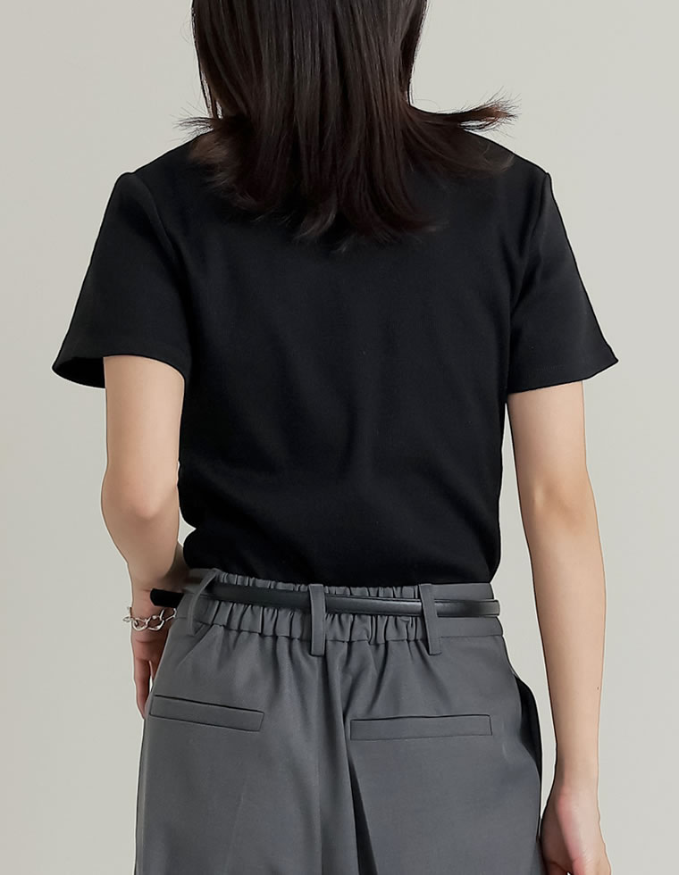 テレコリブクルーネック半袖Tシャツ