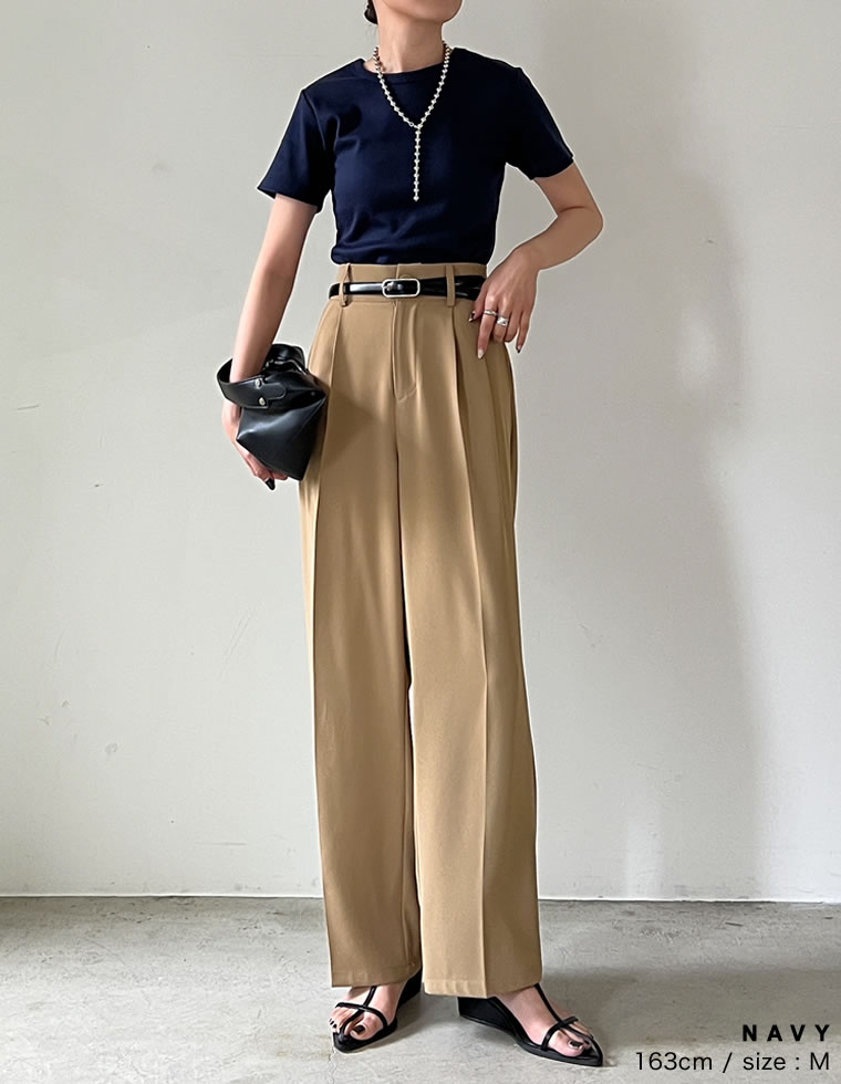 テレコリブクルーネック半袖Tシャツ