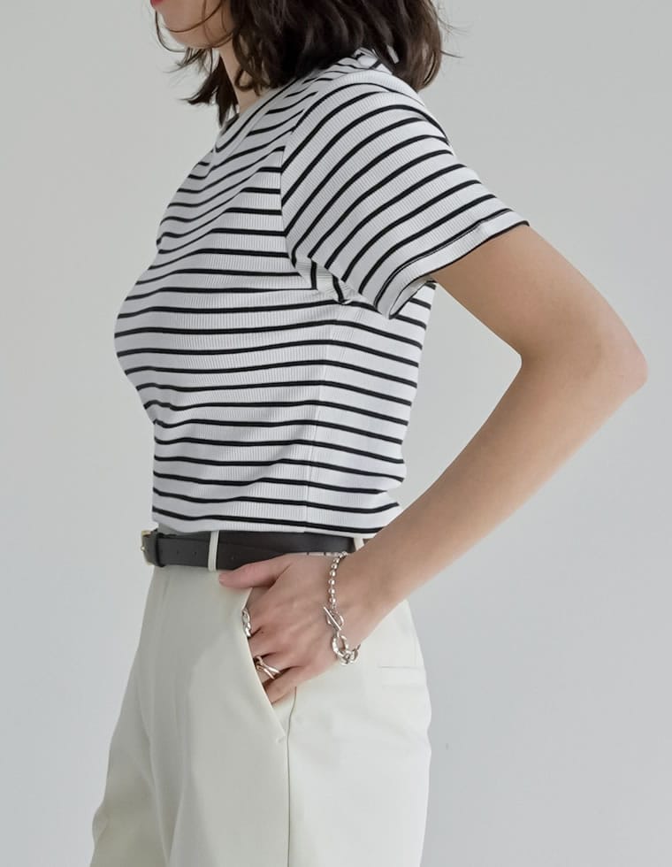 テレコリブクルーネック半袖Tシャツ