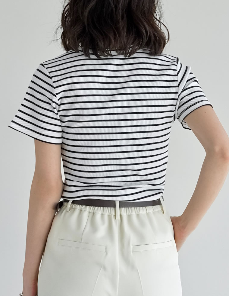 テレコリブクルーネック半袖Tシャツ