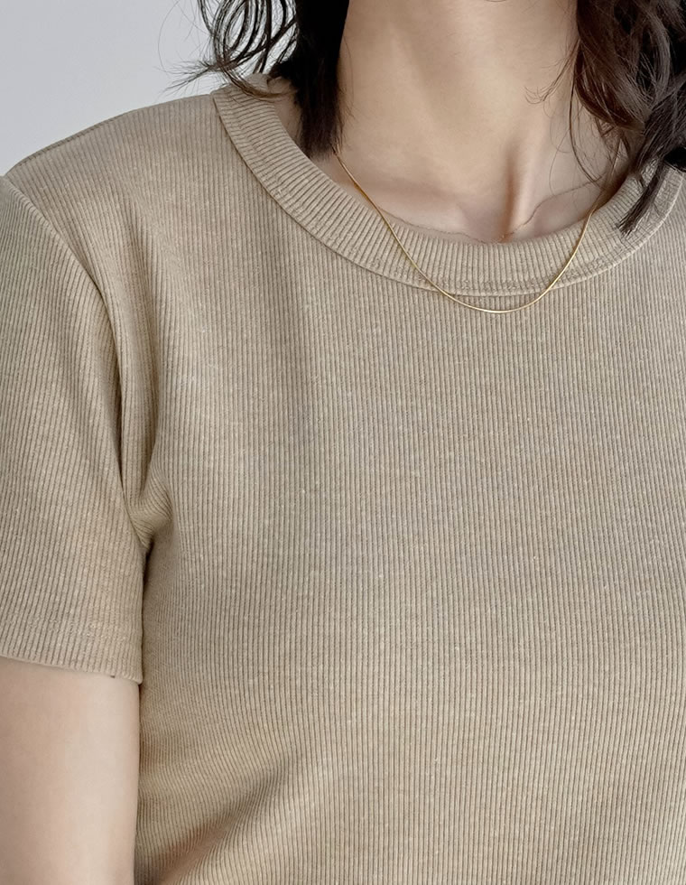 テレコリブクルーネック半袖Tシャツ