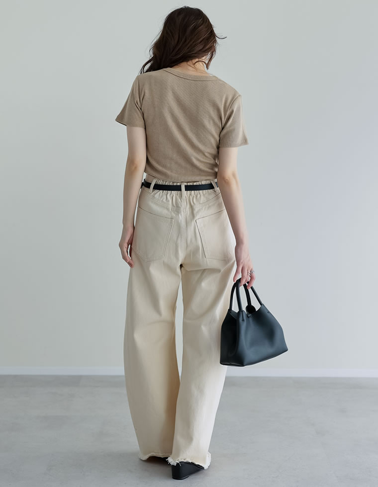 テレコリブクルーネック半袖Tシャツ