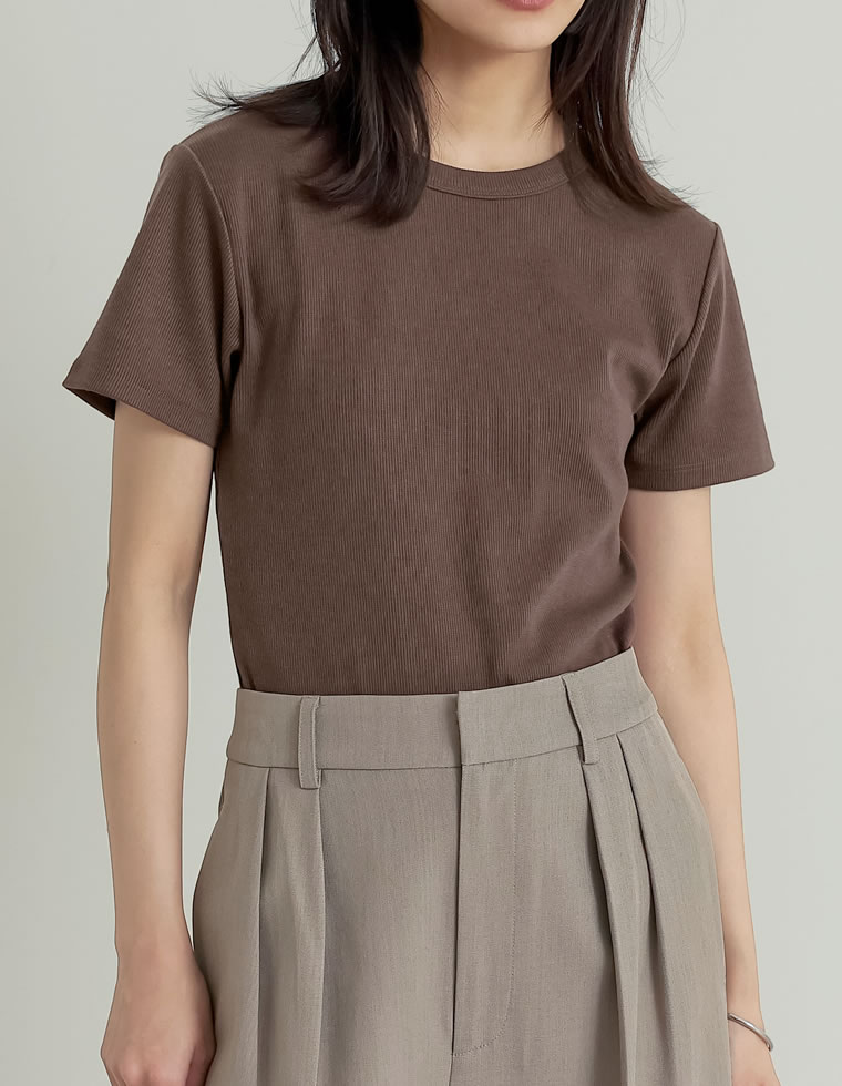 テレコリブクルーネック半袖Tシャツ