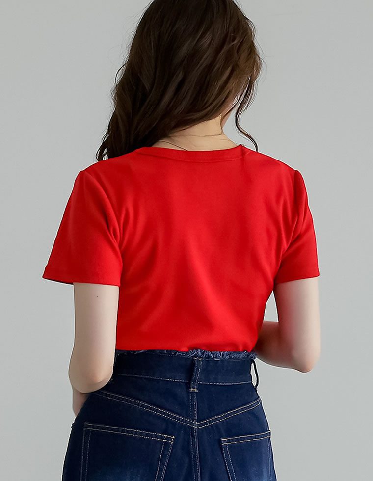 テレコリブクルーネック半袖Tシャツ