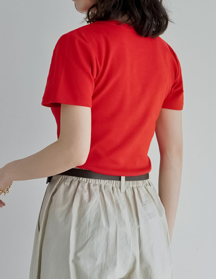 テレコリブクルーネック半袖Tシャツ