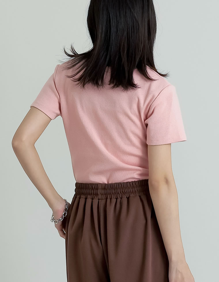 テレコリブクルーネック半袖Tシャツ