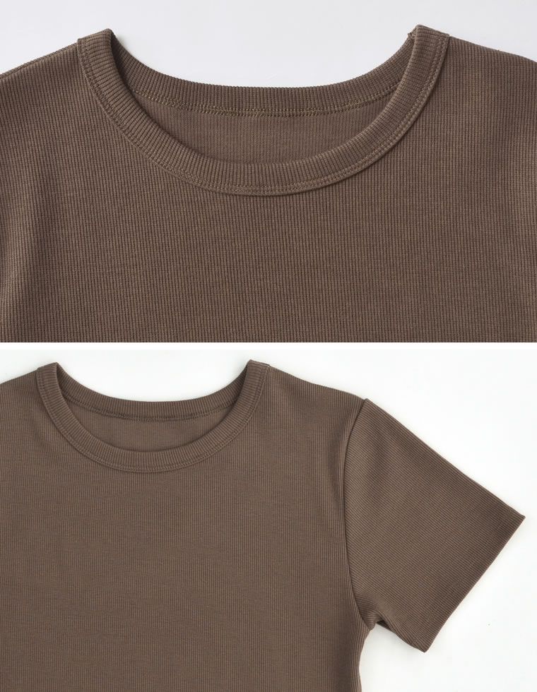 テレコリブクルーネック半袖Tシャツ