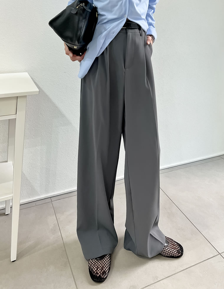 ダブルタックカラーワイドパンツ