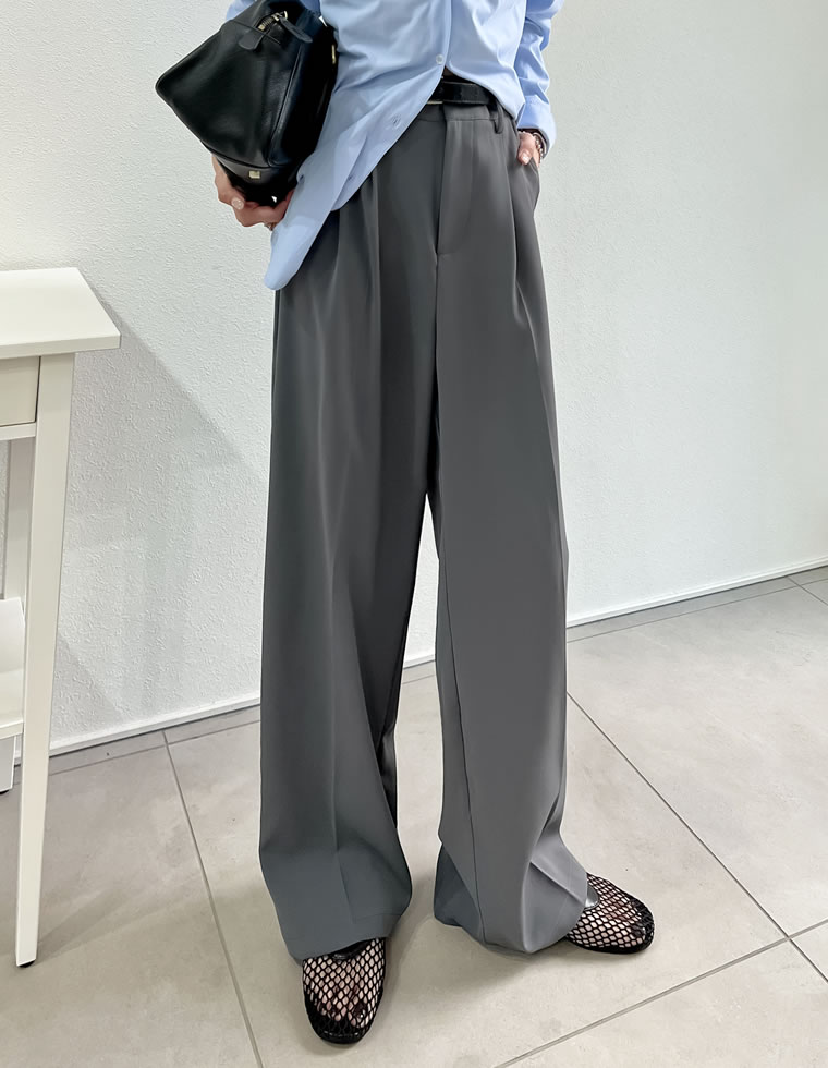 ダブルタックカラーワイドパンツ