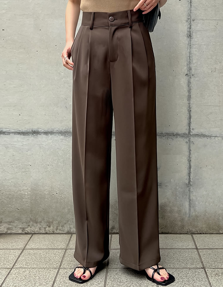 ダブルタックカラーワイドパンツ