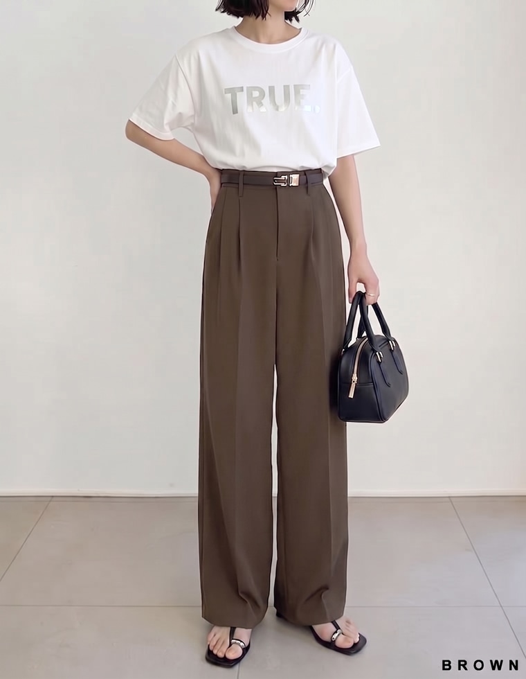 ダブルタックカラーワイドパンツ