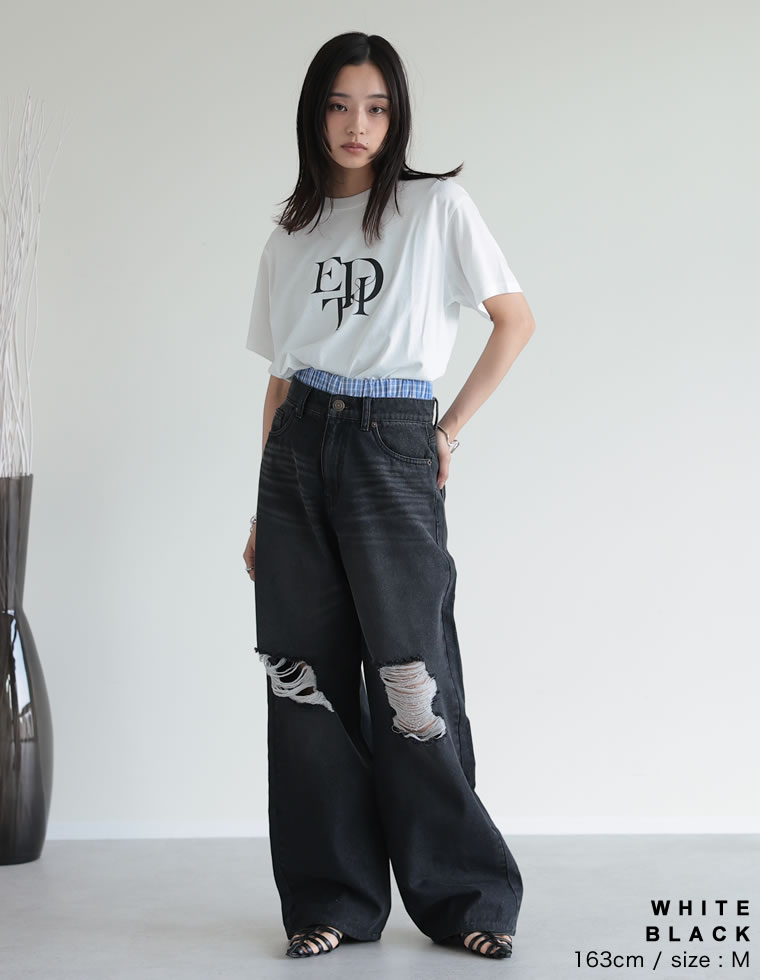 スタックロゴプリントTシャツ