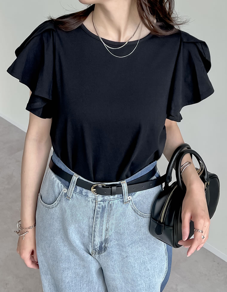 フリルスリーブ半袖Tシャツ