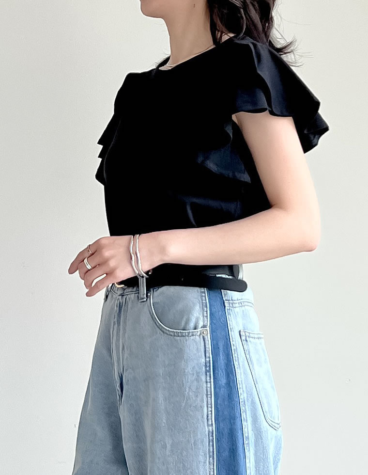 フリルスリーブ半袖Tシャツ