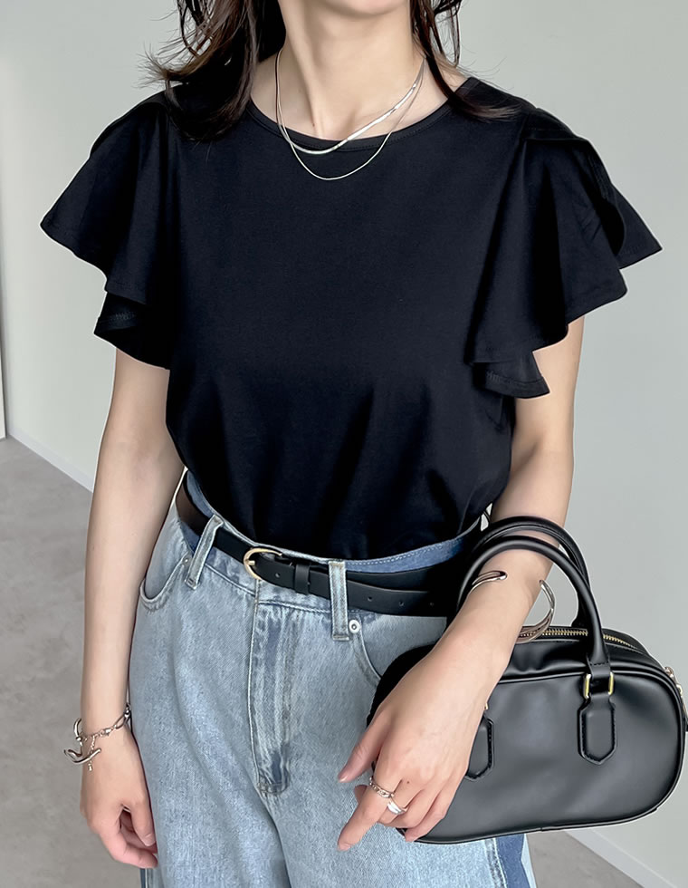 フリルスリーブ半袖Tシャツ