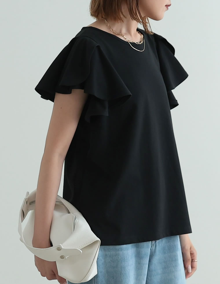 フリルスリーブ半袖Tシャツ