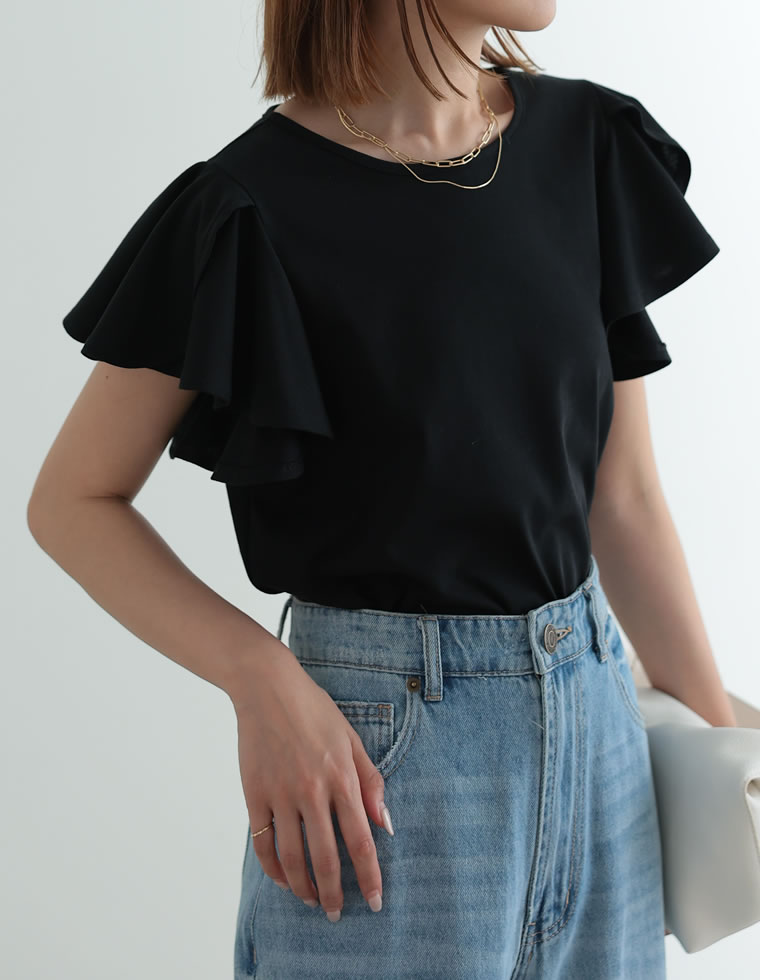フリルスリーブ半袖Tシャツ