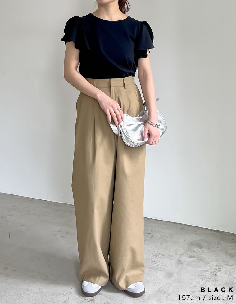 フリルスリーブ半袖Tシャツ